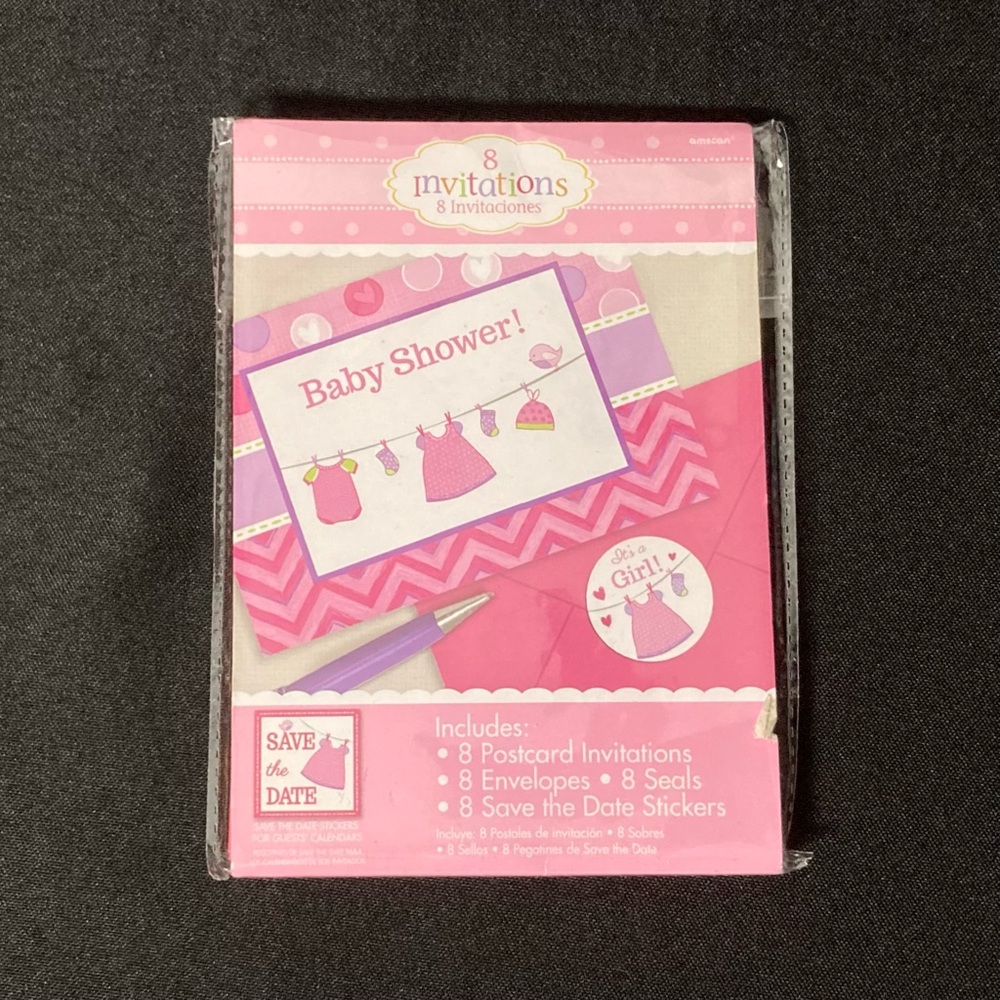 8 Pink Baby Girl Baby Shower Invitations And Envelopes